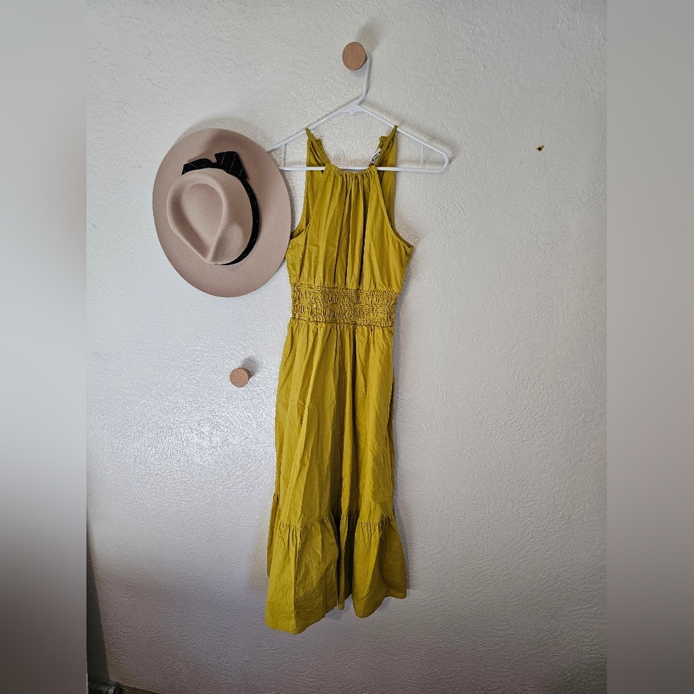 A New Day yellow/green high neck midi dress